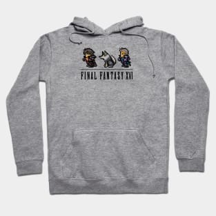 Clive, Torgal, and Cid Logo Design | FFXVI Pixel Party Members | Final Fantasy 16 | Light Colors Hoodie